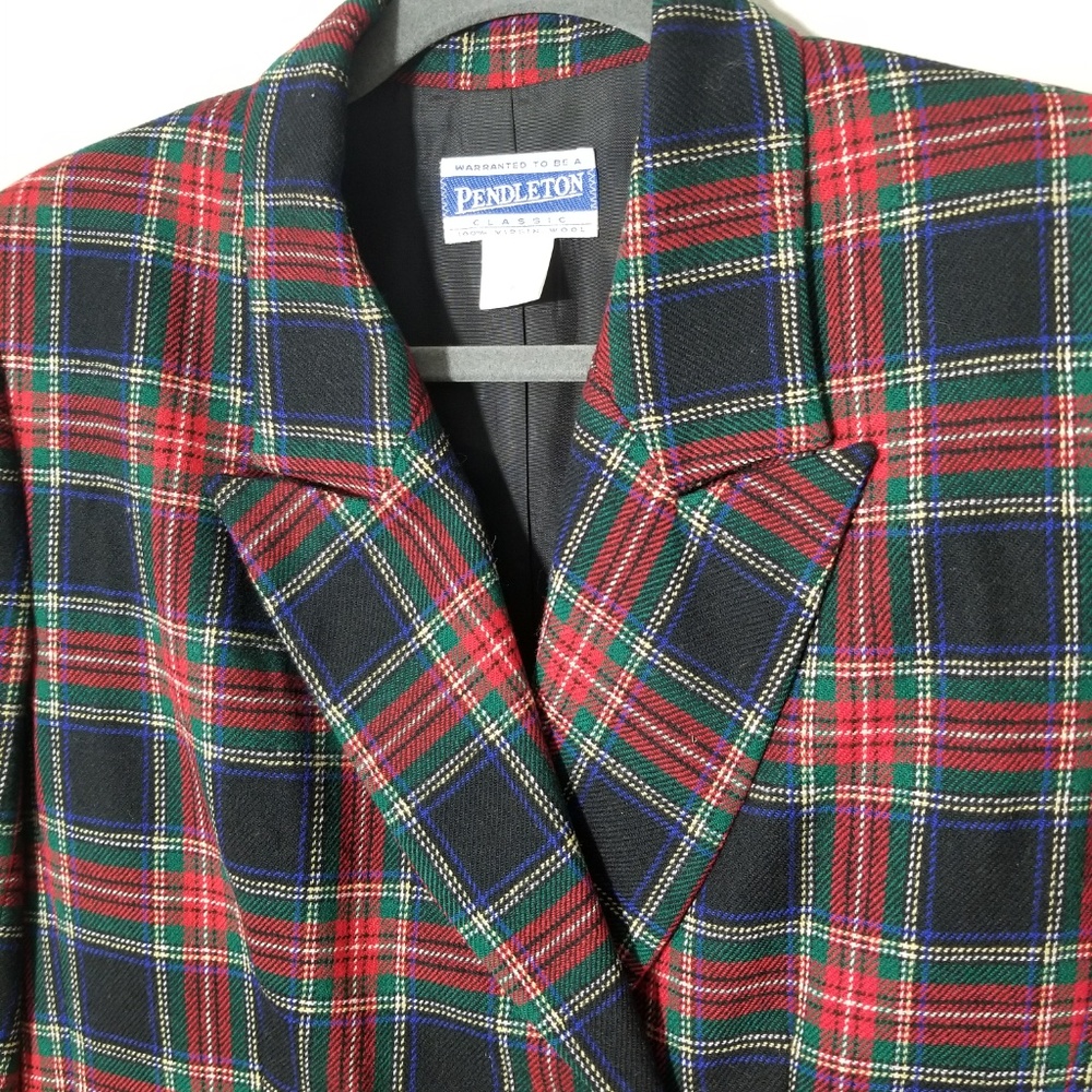 PENDLETON VTG Red Green Blue Tartan Wool Blazer - Picture 6 of 7